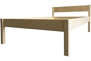 ‎LIEGEWERK LIEGEWERK Seniorenbett 100x200 erhöhtes Bett mit Kopfteil Massivholzbett Holzbett Holz 100cm (Betthöhe 55cm, 100 x 200 cm)