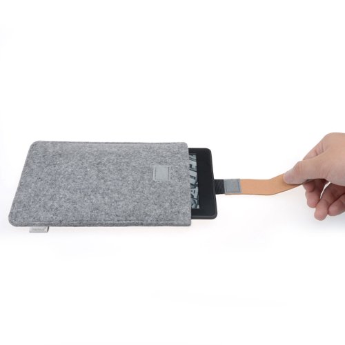 Inateck Kindle Paperwhite Hülle Case Filz Sleeve für Amazon neue Kindle Paperwhite 2015 300 PPI 3.Gen/ 2014/ 2013/ 2012 und Kindle Fire HD 6 20 cm x 14 cm, Verschluss mit Druckknopf, grau - 3