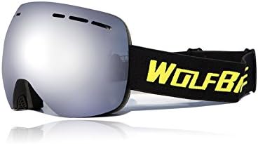 Cyex Adulte Unisex Ski Goggles Anti-fog Windproof Anti-UV Cycling Glasses Mirror Lenses Winter Snow Eyewear Outdoor Cycling Sking Hiking Climbing Goggles for Men Women Youth (black frame and silver lens)