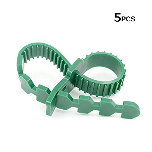 KINGLAKE 5 Stück Pflanzenbinder Verstellbar 35 cm, Kunststoff Kabelbinder Pflanzen Draht Pflanzenklammern