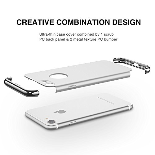 iPhone 7 Case, RANVOO 3 in 1 Hard Slim Anti-Scratch Shockproof
Electroplate Frame with Coated Surface Case for Apple iPhone 7 (2016),
Silver [LOGO Cut-out]
