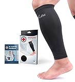 Doctor Developed Copper Infused Calf Compression Sleeve / Shin Support [SINGLE] and Doctor Written Handbook - Excellent Customer Support - GUARANTEED Relief from Muscle cramps, Shin splints, Varicose veins, DVT prevention & Other Calf Conditions (M)
