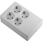 SIMON BRICO &ndash; Multifix Base, Multiple Plug, 4 Outlet Multiplier, 16A with | Multifix base, flush mount, wall or surface insta