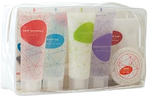 PRESENT-MORE - Set Cortesia 40 Ospiti Stone - Fragranza Relaxing - Contiene: Shampoo, Gel Doccia, 2in1, Crema, Sapone e Accessori - Per Hotel e B&B