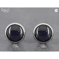 Ohrstecker Edelstahl Cabochon 10mm-schwarz-einfarbig
