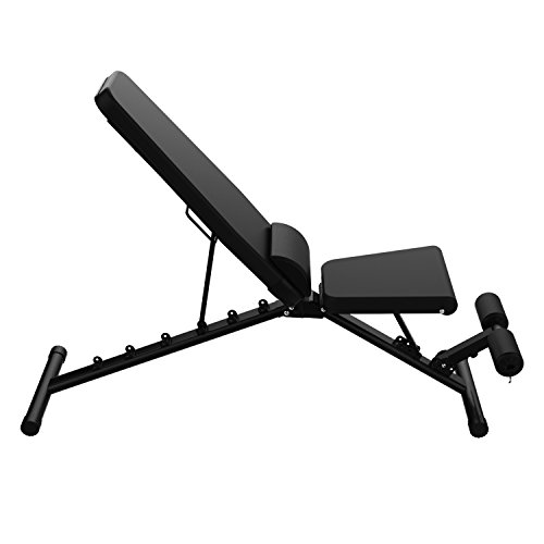 JUFIT Banco de Musculación Multiposición JF119 Adjustable sit up Fitness Training Banco, Banco de Entrenamiento Plegable, Carga Cáxima 300 kg, Negro