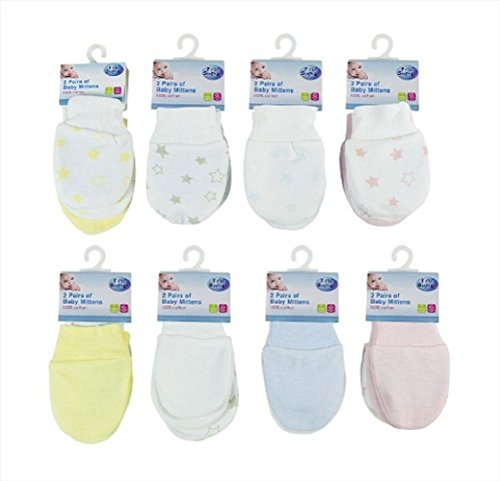 2 pairs baby scratch mittens 100 % cotton newborn mitts 0-3 months (Blue )
