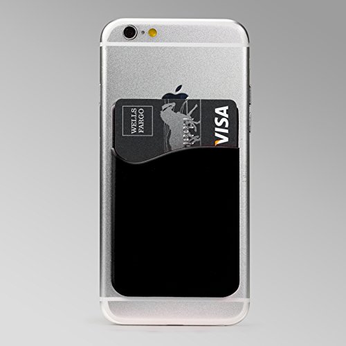 URCOVER Â Cover Porta Tessere Adesiva Universale | Custodia Carte di Credito TPU in Nero | Retro Portafoglio Accessori Smartphone Cellulare