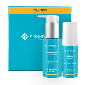 SkinKraft Customized Face Wash & Moisturizer Combo | Sebum Control Face Cleanser & Oil Free Face Moisturizer For Oily Skin | Net Vol: 105 ml