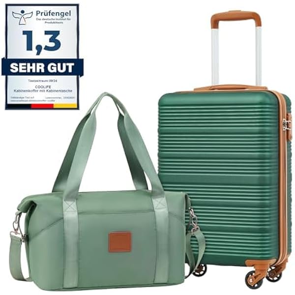 COOLIFE Cabinekoffer, 55 x 35 x 20 cm, voor Ryanair luchtvaartmaatschappijen, handbagage, cabinebagage, lichtgewicht, met TSA- slot en 4 spinner-wielen, donkergroen, 55X35X20cm COOLIFE Cabinekoffer, 55 x 35 x 20 cm, voor Ryanair luchtvaartmaatschappijen, handbagage, cabinebagage, lichtgewicht, met TSA- slot en 4 spinner-wielen, donkergroen, 55X35X20cm