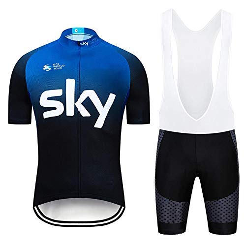 ADKE Été Vêtements Cyclisme Homme, Maillot de Cyclisme Manches Courtes et Cuissard à Bretelle avec Respirant 3D Gel Rembourré Séchage