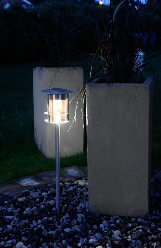 Best Season LED-Solar-Pathlights / 64 x 14 cm / 1 warm weiß LED extrabright mit Solarpanel inklusiv Akku / outdoor/ silber 477-55 - 3