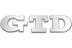 AUTOZOCO Emblema Adhesivo metálico GTD, Insignia GTD Apto para Parte Trasera Autoadhesiva, Compatible con VW Golf 7, 6, 5, 4, Pegatina GTD MK2, MK4, MK5, MK6, MK7, Metal, Plateado Brillo
