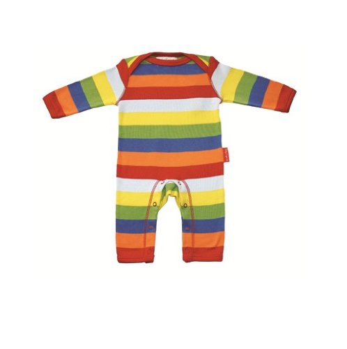 Toby Tiger Unisex Baby Organic Multi Stripe Sleepsuit Multicolored Stripe 6 - 12 Months