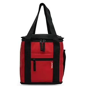 SFANE Red Polyester Insulated Lunch Bag - Compact, Easy Wash, Smooth Zipper & Lightweight - Tote Bag & Container, Lunch Bag for Men, Women, Adults