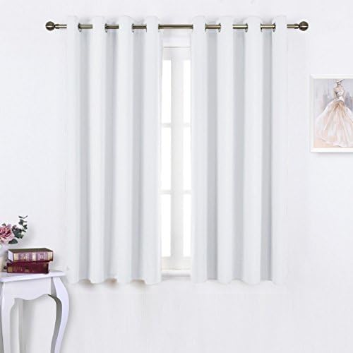 White Room Darkening Curtain Panels - Home Fashion Ring Top Thermal Insulated Room Darkening Curtains for Bedroom / Nursery (2 Panels, 52"W x 45", Silver White)