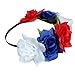Malloom Large Rose Flower Forehead Hair Headband Hair Crown Summer Festival Garland (white+red+blue)