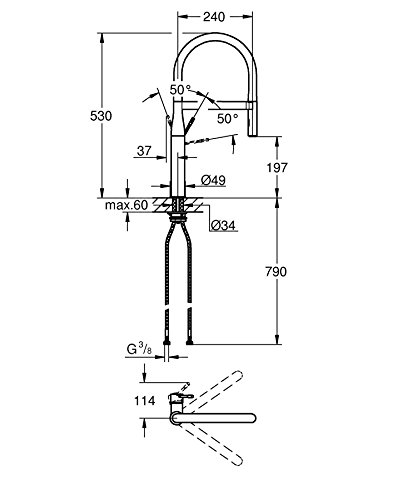 Grohe Essence Einhand-Spültischbatterie mit herausziehbarer Profibrause, DN 15, 1 Stück, Chrom, 30294000 - 2