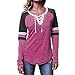 Produktbild ABsoar Blusen Damen Langarmshirt Frauen Mode V-Ausschnitt Shirts Patchwork Langarm Lose Tops T-Shirt Blusen Pullover