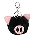 Produktbild Süße elegant farbenfrohe Plüsch Schlüsselanhänger, Y56 Faux Kaninchen Pelz Ball Pompon Cute Pig Schlüsselanhänger Ornaments Ball Fox Schlüsselanhänger Bag Plüsch Schlüsselanhänger Dekoration DIY Geschenk für Handtasche/Handy/Auto Anhänger, schwarz