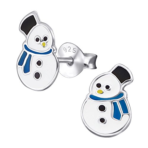 Laimons Mädchen Kids Kinder-Ohrstecker Ohrringe Kinderschmuck Schneemann Weihnachten mit Hut aus Sterling Silber 925