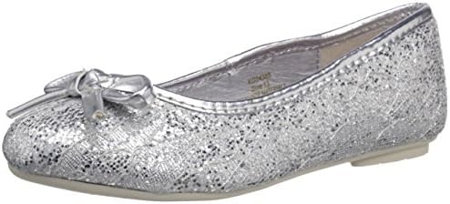Kensie Girl KG24385 Girls Ballerina (Little Kid/Big Kid), Silver Glitter, 3 M US Little Kid