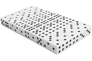 SLAKOZYT 50 sztuk 6-stronnych kostek 16 mm, zestaw kostek do tenisa, sześciostronne standardowe kostki z czarnymi kropkami do gier planszowych, gier stołowych (50 sztuk monet Moonlight Arrondi)