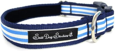 Salt Dog Studios Light Blue Stripe Dog Collar - Extra Small 7-11" 3/4" Width