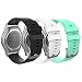 Produktbild MoKo Armband Passend für Garmin Vivoactive 3/Forerunner 645/Samsung Galaxy Watch 42mm/Galaxy Watch Active/Gear S2 Classic/Gear Sport, Silikon Replacement Uhrenarmband - Schwarz & Weiß & Gem Green