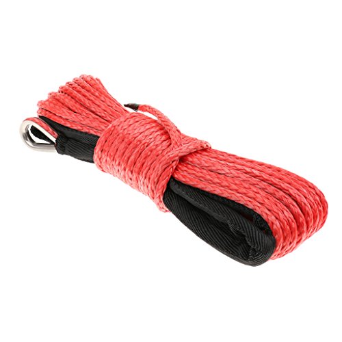 MagiDeal 1/4 „x 50ft Winch-Kabelsatz Seilwinde Seil Synthetischen Windenseil Stahlseil 7000lbs Mit Scheide Atv Utv Rot - 6