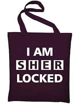 I Am Sherlocked Sherlock Holmes Jutebeutel, Beutel, Stoffbeutel, Baumwolltasche, maroon