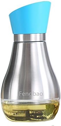 Oil and Vinegar Glass Dispenser Storage Bottles Cruet - Modern Stylish Bottles - 304 18/10 Stainless Steel (14oz) - Fengbao