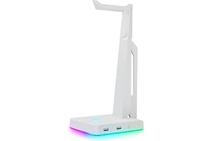 IFYOO RGB Gaming Headset Ständer mit 2 USB-Anschlüssen, Game Headphone Mount für PC, Xbox One, PS4, Switch, Kopfhörer Halter Aufhänger, ideal für Gaming Stationen, Fancy Desk Gamer Zubehör, Weiß