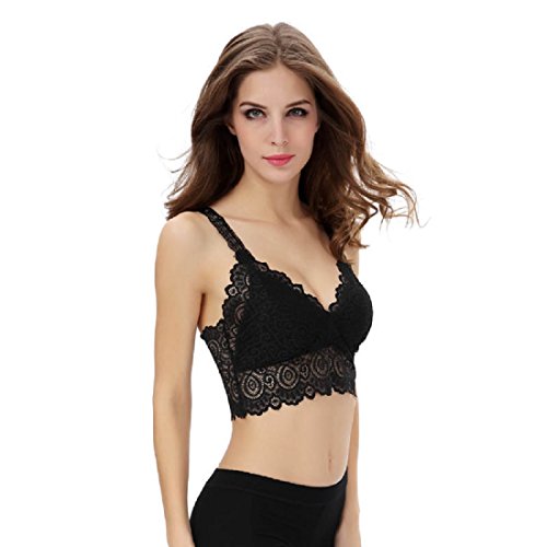 Amlaiworld Tops Mujer, Correa del Sujetador de Encaje Envuelta Camisa Corta del Tanque en el Pecho (Negro)