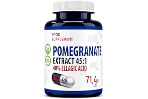 Hepatica Granatäppelextrakt 22 500 mg Motsvarande | 500 mg 45:1 Extrakt Standardiserat till 40% Ellagsyra | 120 Veganska Kapslar | 4 Månaders Förbrukning