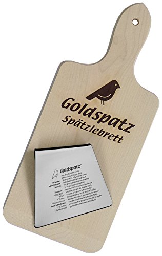 Spätzle noodle board including Stainless steel scraper (features: Engraved Spätzle recipe!) [In German]