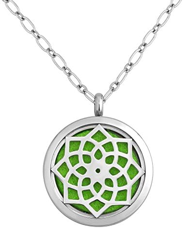 Uniqueen Aromatherapy Essential Oil Diffuser Living Memory Necklace Stainless Steel Locket Pendant with Chain