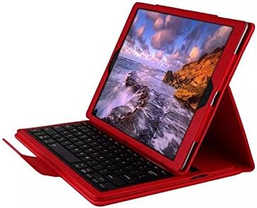 iPad Pro 9.7" Bluetooth Keyboard Case,MightyCase Detachable Hidden Wireless Bluetooth Keyboard Luxury Book Style Multi-angle Folio PU Leather Case Stand Magnetic Smart Shell Cover with Free Screen Protector For Apple iPad Pro 9.7 Inch 2016 RED