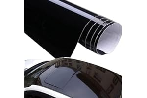 BKSTUFF BkWrapping Pellicola Adesiva per Auto Nero Lucido, Pellicola in Vinile, Rivestimento Protezione Adesiva, Car Sticker Wrapping (50cm x 150cm)