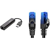 Amazon Basics USB 3.0 to 10/100/1000 Gigabit Ethernet Internet Adapter & KabelDirekt - 5 m - Network Cable, Ethernet, LAN & P