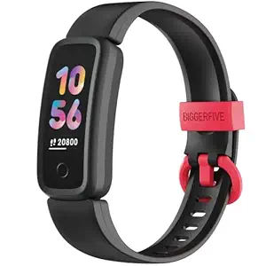 BIGGERFIVE Vigor Fitness Tracker Watch for Kids Girls Boys Ages 5-15, Activity Tracker, Pedometer, Heart Rate Sleep Monitor, IP68 Waterproof Calorie Step Counter Watch with Alarm Clock