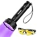 Produktbild UV Taschenlampe 100 LED Ultraviolett Lampe 395nm Haustiere Urin-Detektor UV Handlampe Leuchte mit UV-Schutzbrille für unechte Banknoten, Urin von Hunde, Katzen und andere Haustiere