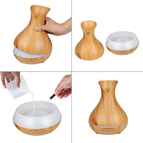 Aroma Diffuser, Euph 400ml Design Aroma Diffuser Ultraschall Luftbefeuchter Humidifier mit LED Farbwechsel und Kaltnebel Aromatherapie,sicher und leise - 4