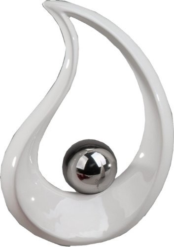 Moderne Skulptur aus Keramik weiß/silber Höhe 23 cm