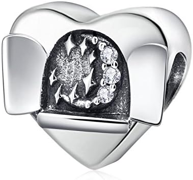 I Love You To The Moon and Back Open Heart Dreaming Starry Night 925 Sterling Silver Beads Charms fit Bracelets Necklace Jewellery …