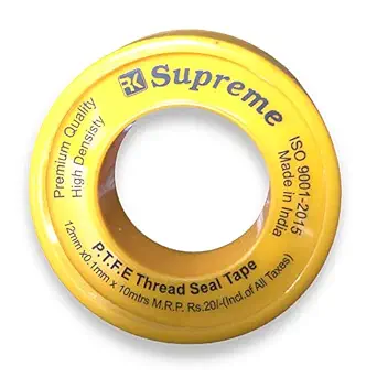 Buildingshop Supreme (Yellow/12MMX10Mtr- Pack Of 10) Teflon Tape For Plumbing/Thread/Ptfe Tape For Water/Tap Leak