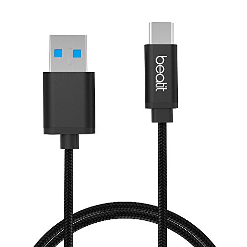 Beatit USB Typ-C Kabel–Lifetime Guarantee–Nylon Braided USB Type C Cable Quick Charge and Data Sync 3.0A Current Full Speed USB C To USB 3.0 With Reversible Connector for New Macbook pro , Nexus 6P/5X, One Plus 2/3, Nokia N1, Google ChromeBook Pixel,Huawei Mate 9 pro (3.3ft Black)