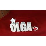 Beton, Steinguss Buchstaben 3 D Deko Schriftzug Namen OLGA als Geschenk verpackt! Ein ausgefallenes Geschenk zur Geburt, Taufe, Geburtstag oder auch zu anderen Anlässen.