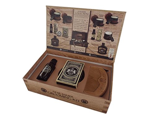 4163mJPEzqL Dear Barber Beard Grooming Men's Set Collection, Beard Oil 30ml, Beard Balm 30ml And Beard Comb