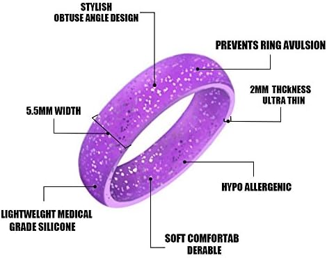 Silicone Wedding Ring - Durable Comfortable Antibacterial Rubber Rings - 10 Pack Classic Style